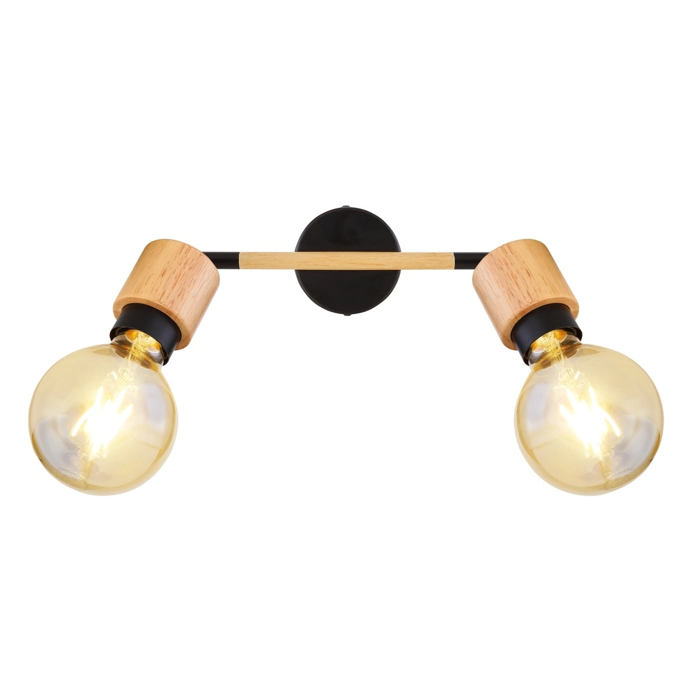 Plafondlamp Jorna 2-lichts zwart met hout Globo 9007371402281