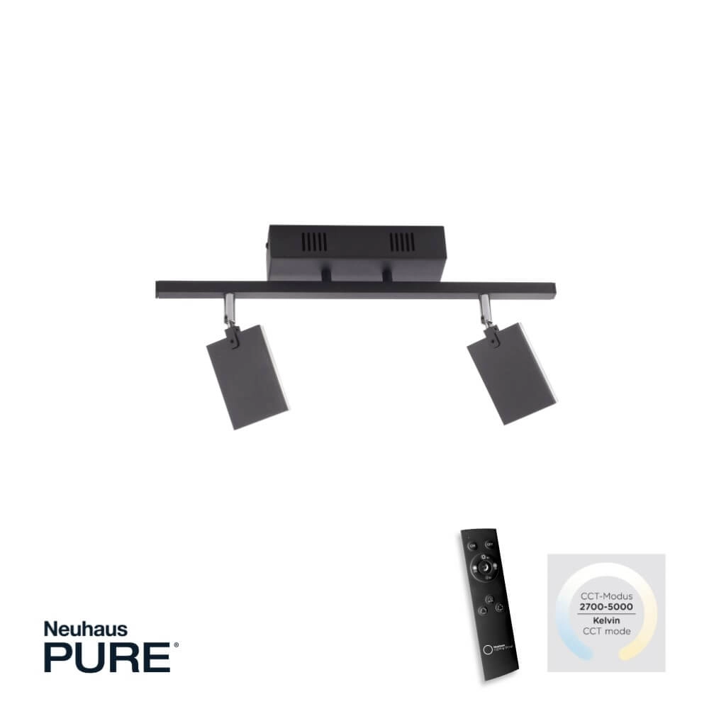 Plafondlamp Pure Mira 2-lichts zwart Paul Neuhaus 4012248359433