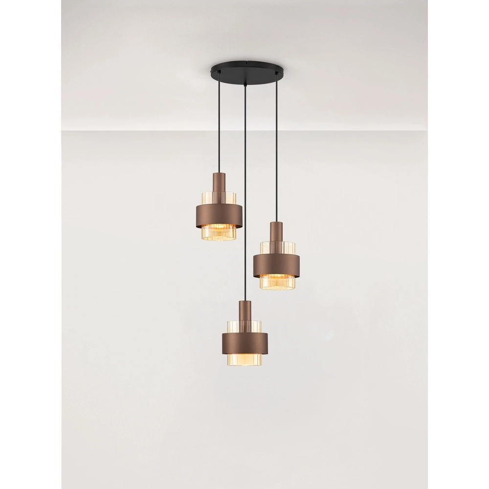Moderne hanglamp Serena 3-lichts koffie bruin Lyora 5212063501140