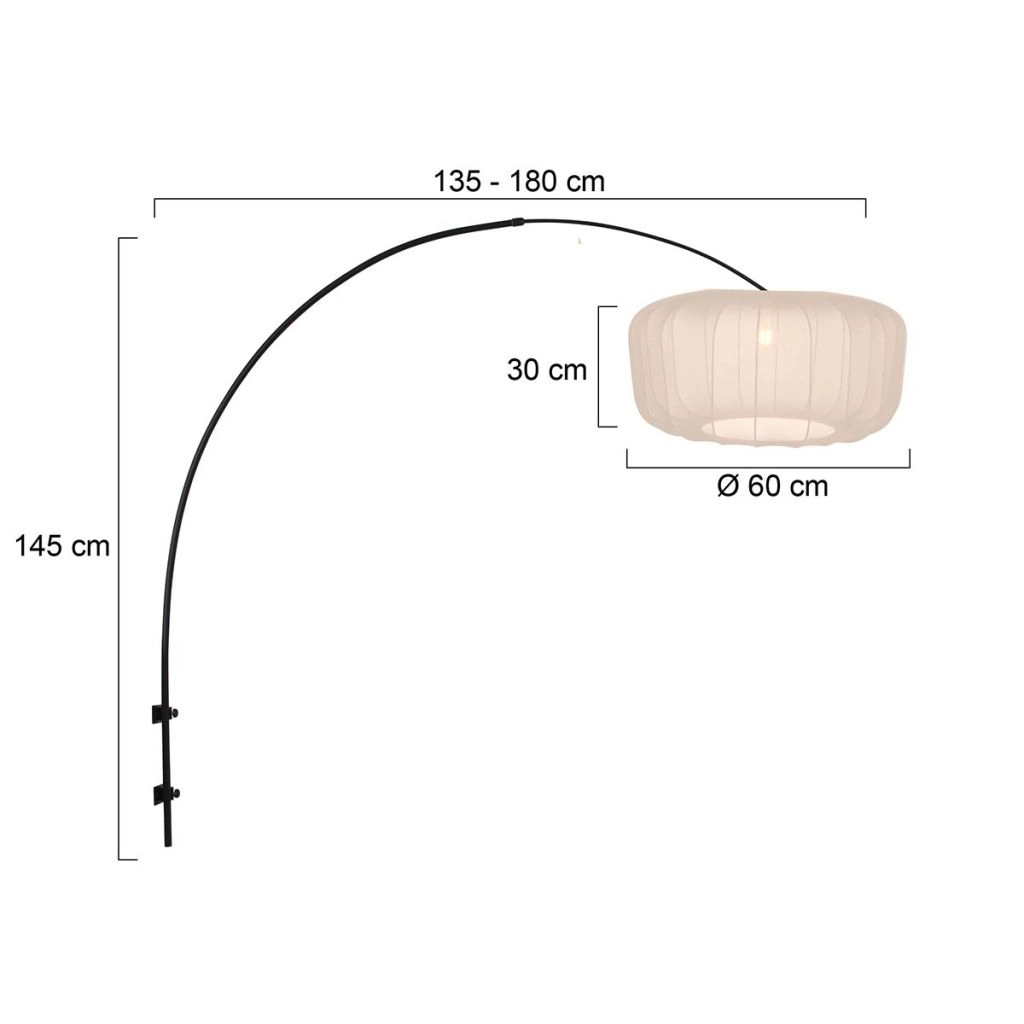 Zwarte wandlamp Vela Lino met crème kap Ø60cm Steinhauer 8712746182033