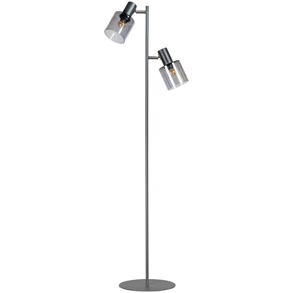 Glazen vloerlamp Sledge Glass 2-lichts zwart met smoke glas
