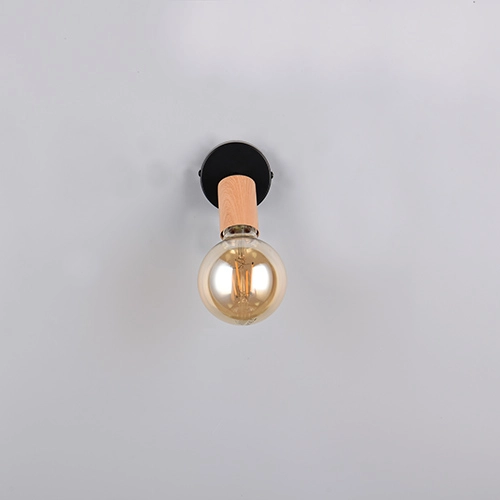 Plafondlamp Lamego zwart met hout Trio 4017807670851