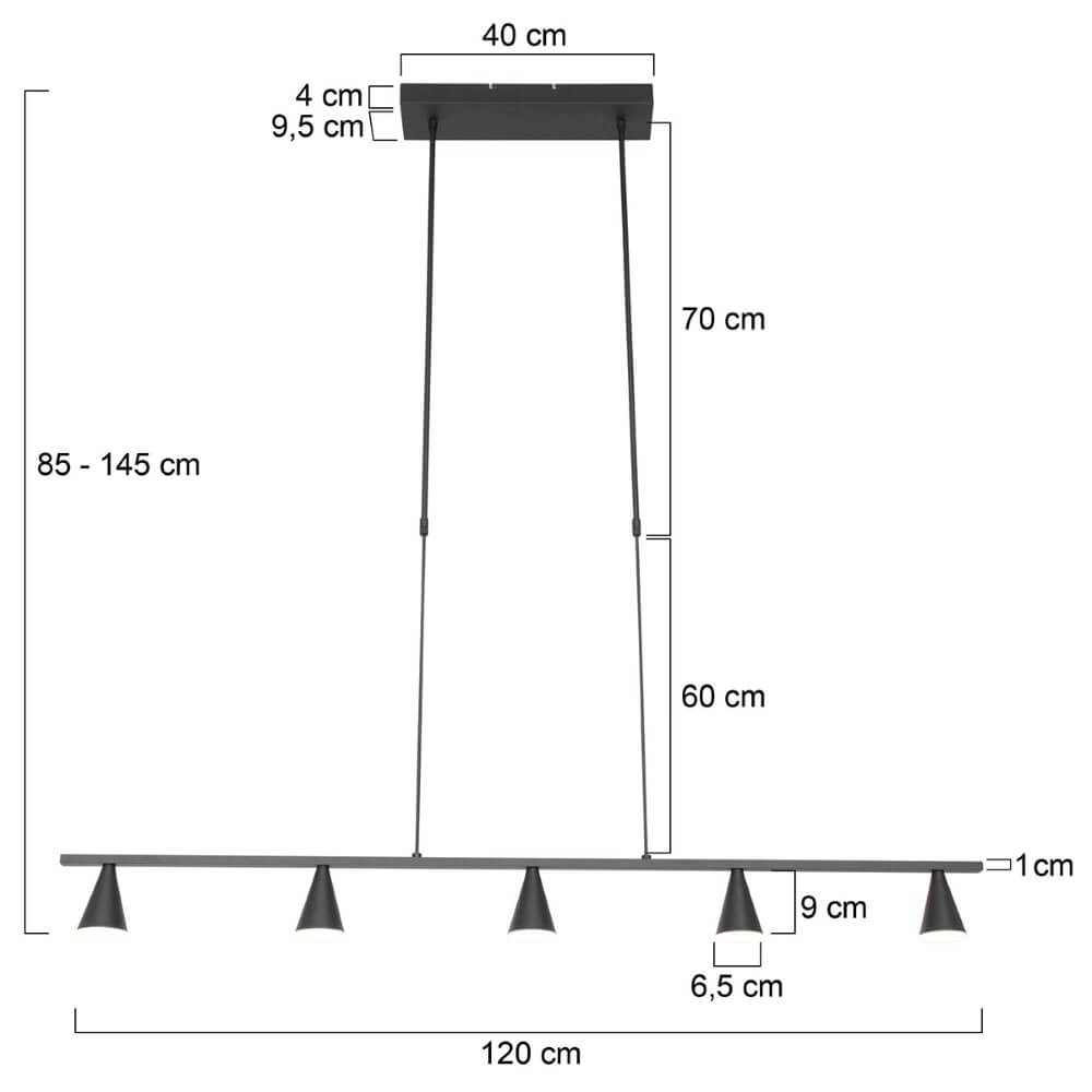 Design hanglamp Vortex 120cm - Zwart Steinhauer 8712746135466