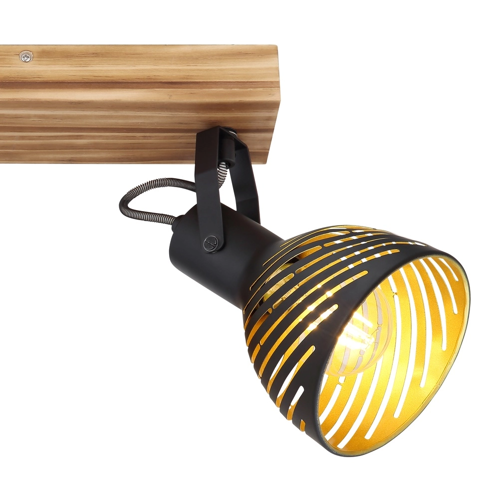 Plafondlamp Lenna 2-lichts hout met zwart Globo 9007371422685