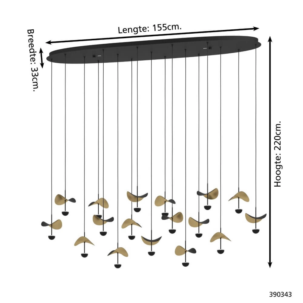 Zwarte hanglamp Dracera met goud Stars of Light 9008606270576