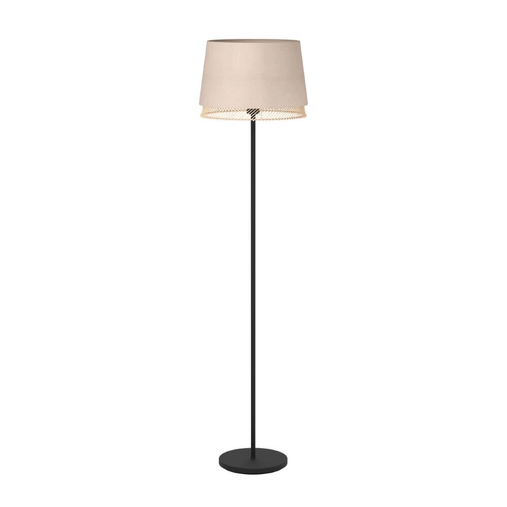 Staande lamp Tabley linnen met rotan