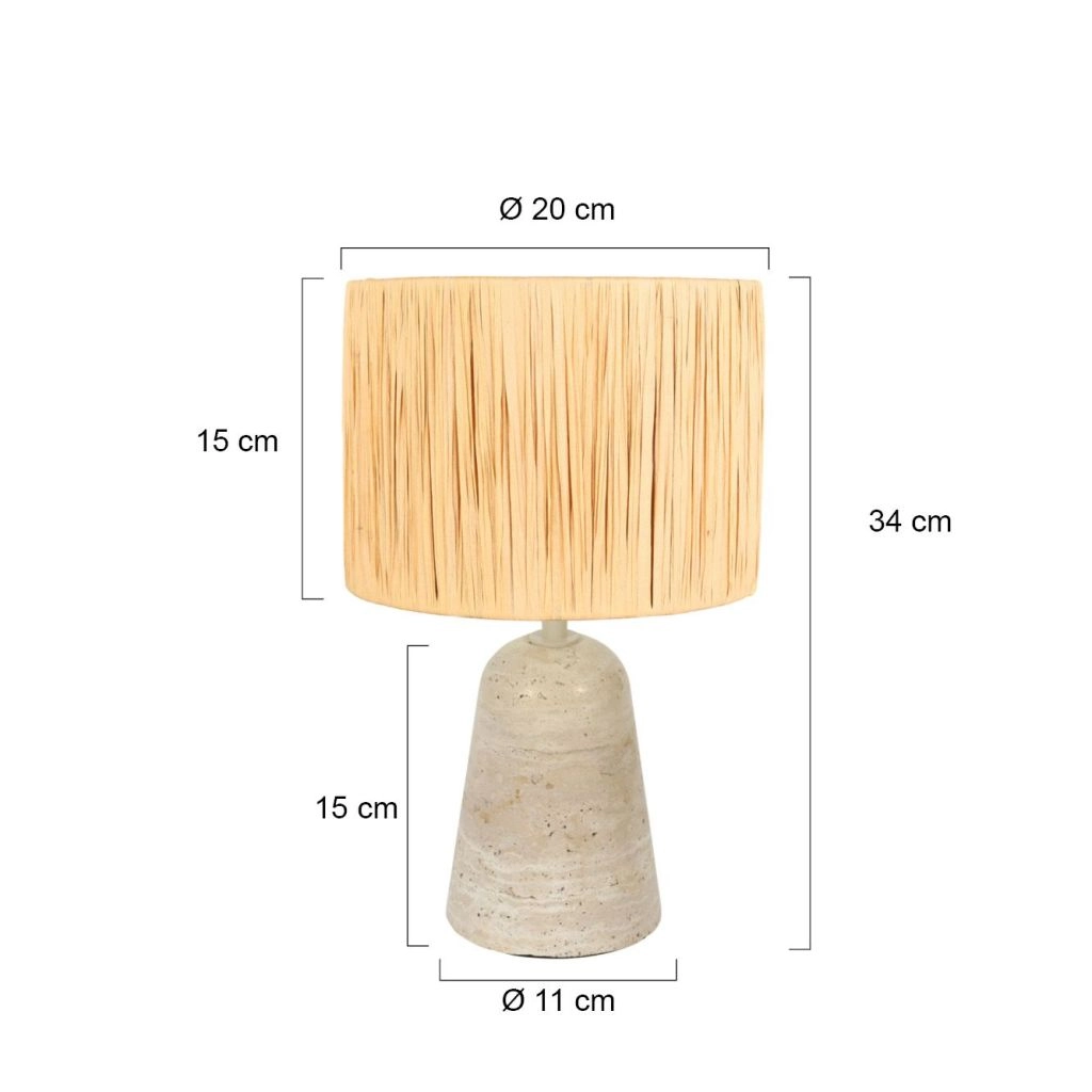 Tafellamp steen Travino met stro kap Ø20cm Steinhauer 8712746183504