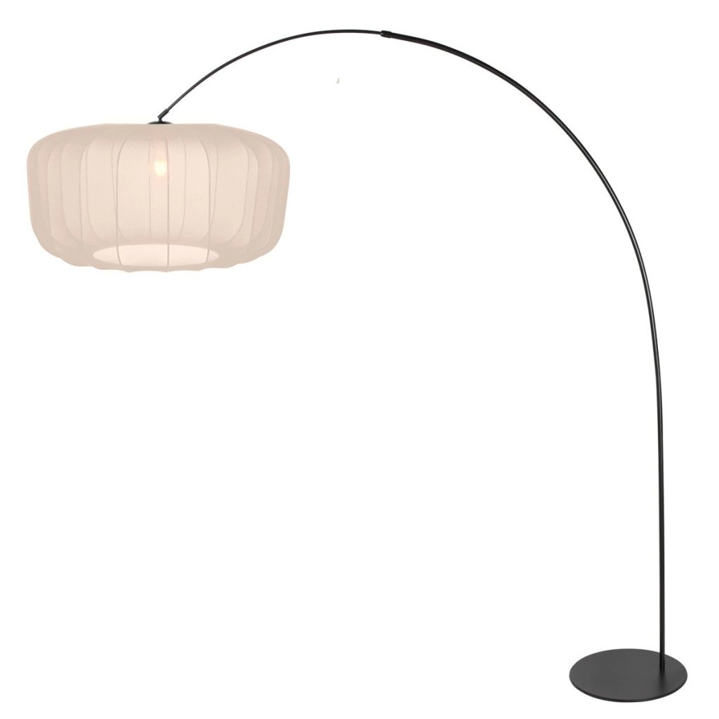 Zwarte booglamp Curve met crème kap Ø60cm Steinhauer 8712746183146
