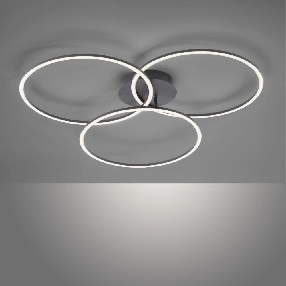 Plafondlamp Ivanka 3-rings zwart Just Light 4043689970567