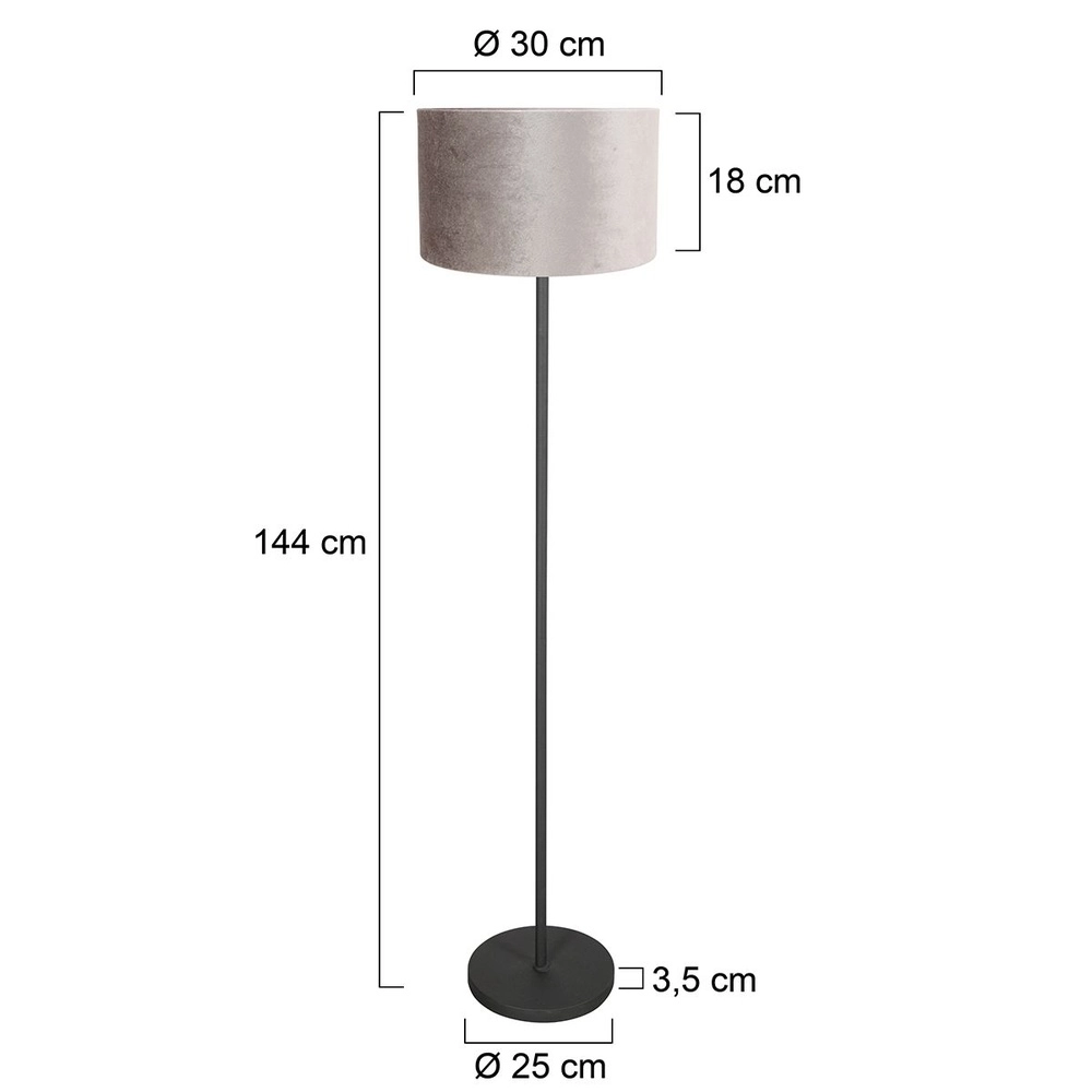 Zwarte vloerlamp Noor met grijze kap Steinhauer 8712746182354