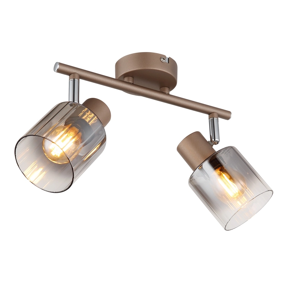 Plafondlamp Walton 2-lichts koffie bruin