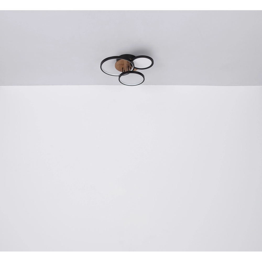 Zwarte plafondlamp Sid design met hout Globo 9007371436392