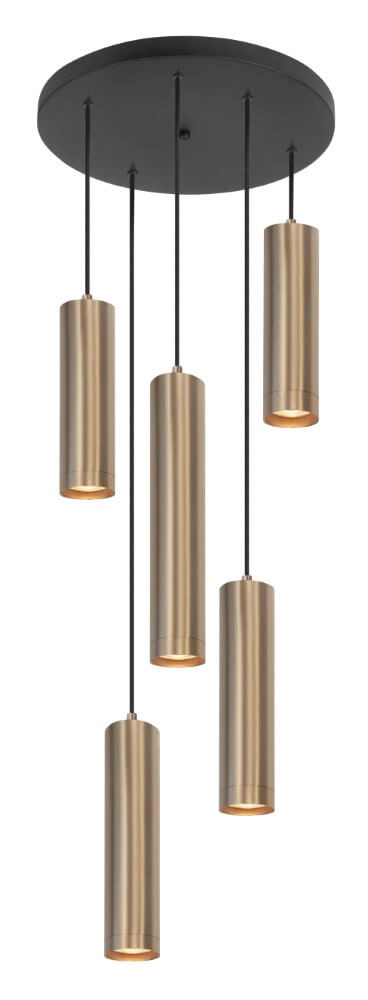 Ronde pendel hanglamp Perugia mat goud - 5x GU10