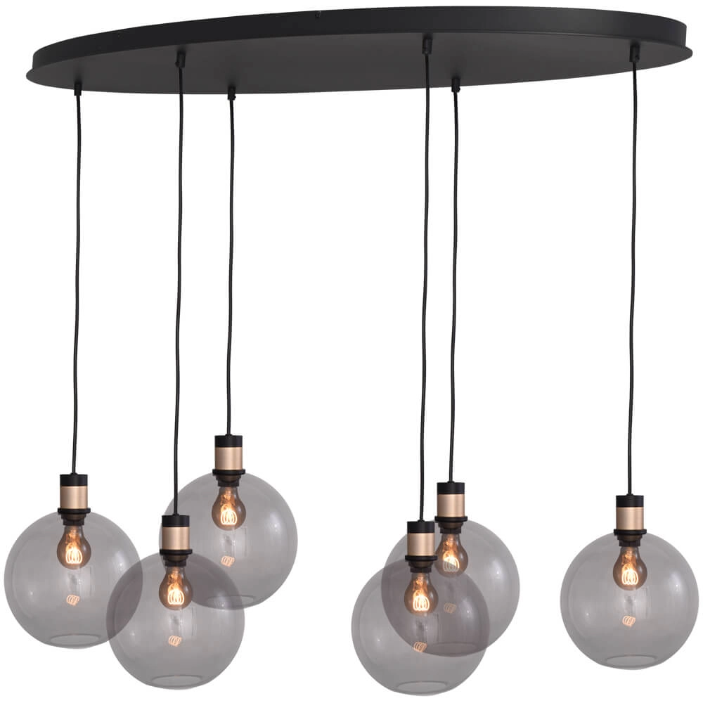 Hanglamp Lazise 2 6x Ø 20cm goud met zwart
