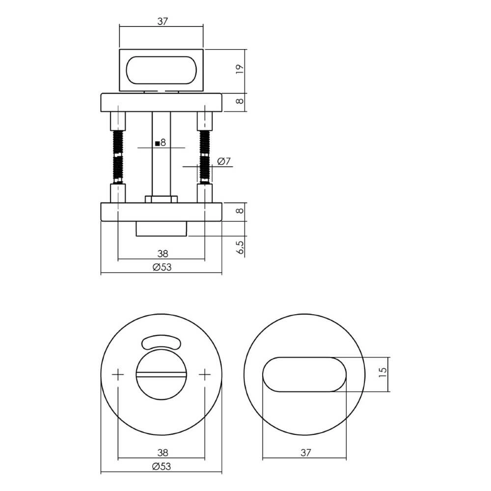 WC-sluiting Tira antraciet rond Ø 53mm Intersteel 8714186549445