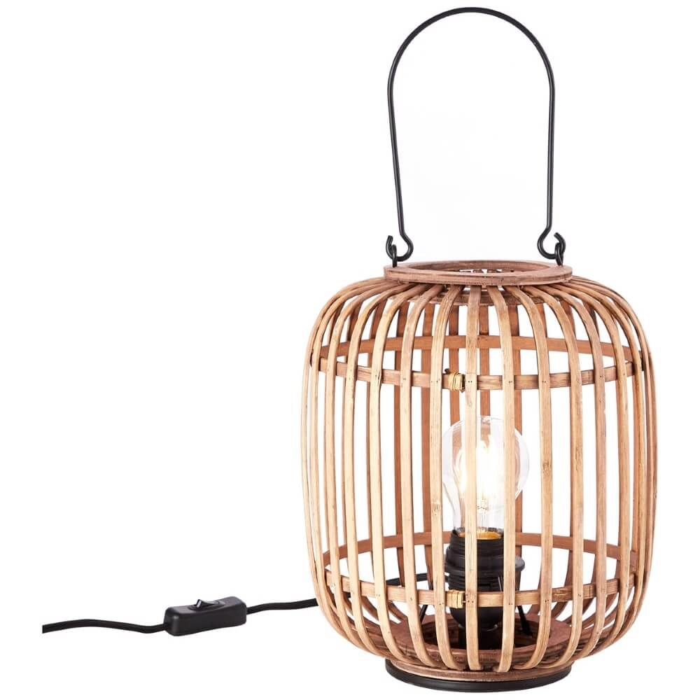 Landelijke tafellamp Woodrow houtbruin met zwart hout Brilliant 4004353357428