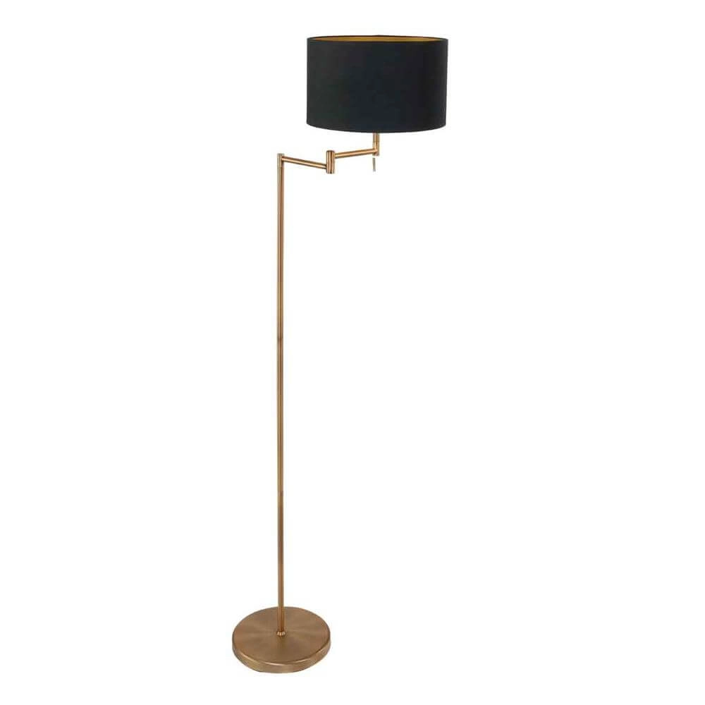 Vloerlamp Bella brons met zwarte kap