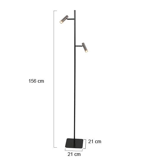 Vloerlamp 2-lichts Lumo zwart met nikkel Steinhauer 8712746184679