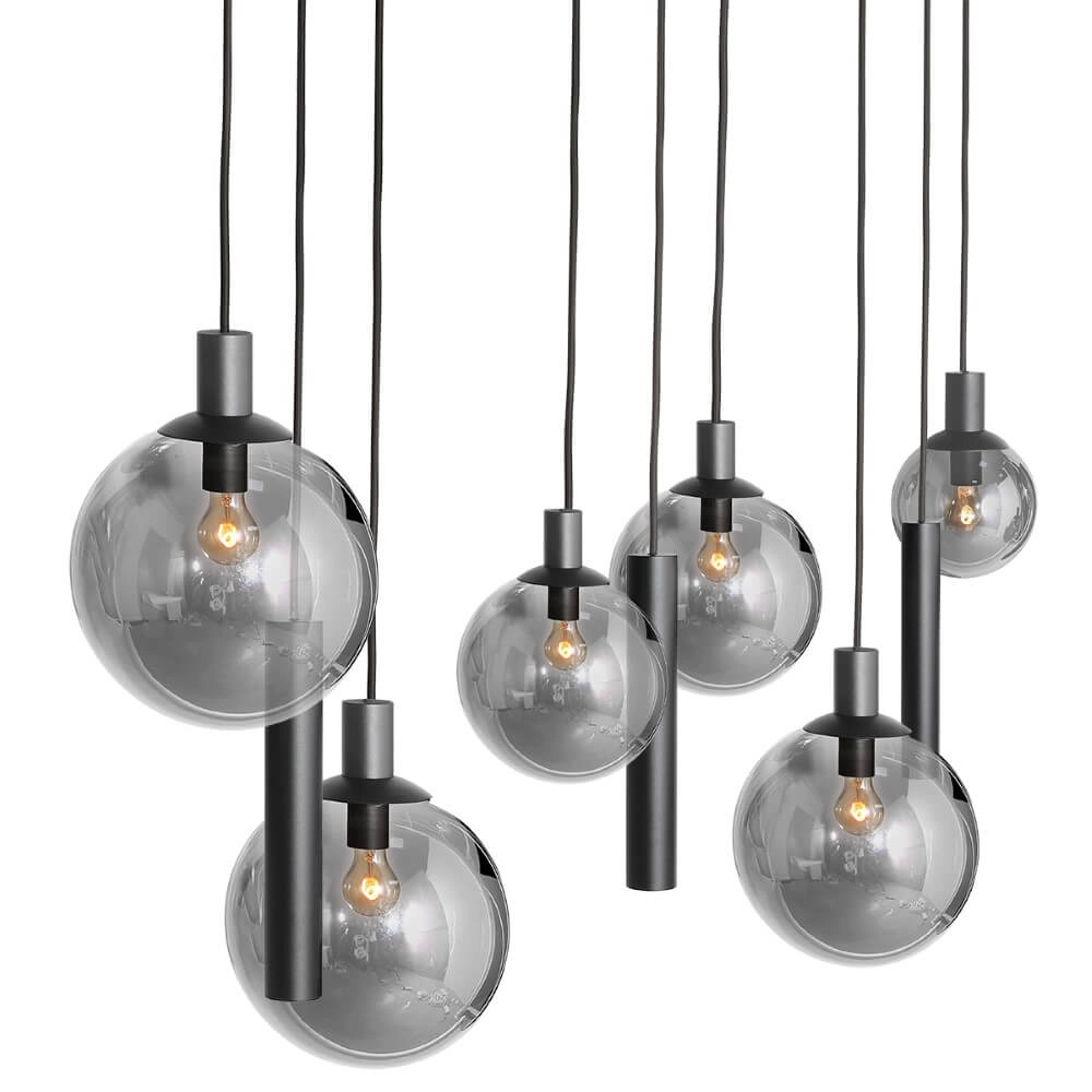 Eettafel hanglamp Bollique zwart met rookglas Steinhauer 8712746172973