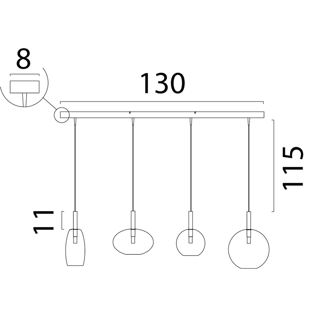 4L hanglamp Lido Ball met gold-fading glas Masterlight 8718121325170
