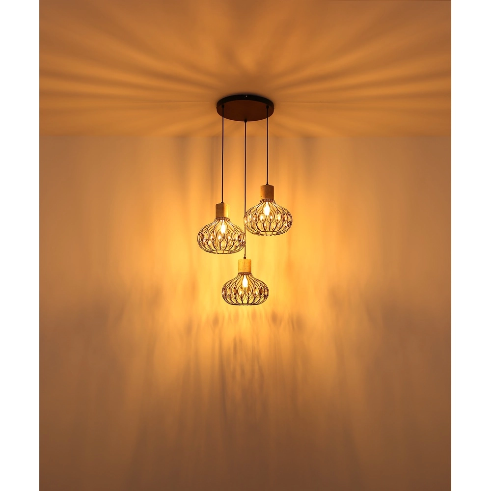 3-lichts hanglamp Dorthy landelijk zwart Globo 9007371569069