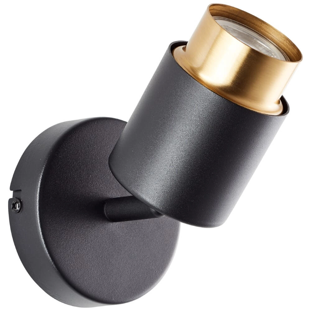 Opbouwspot Covelo zwart met goud Brilliant 4004353441349