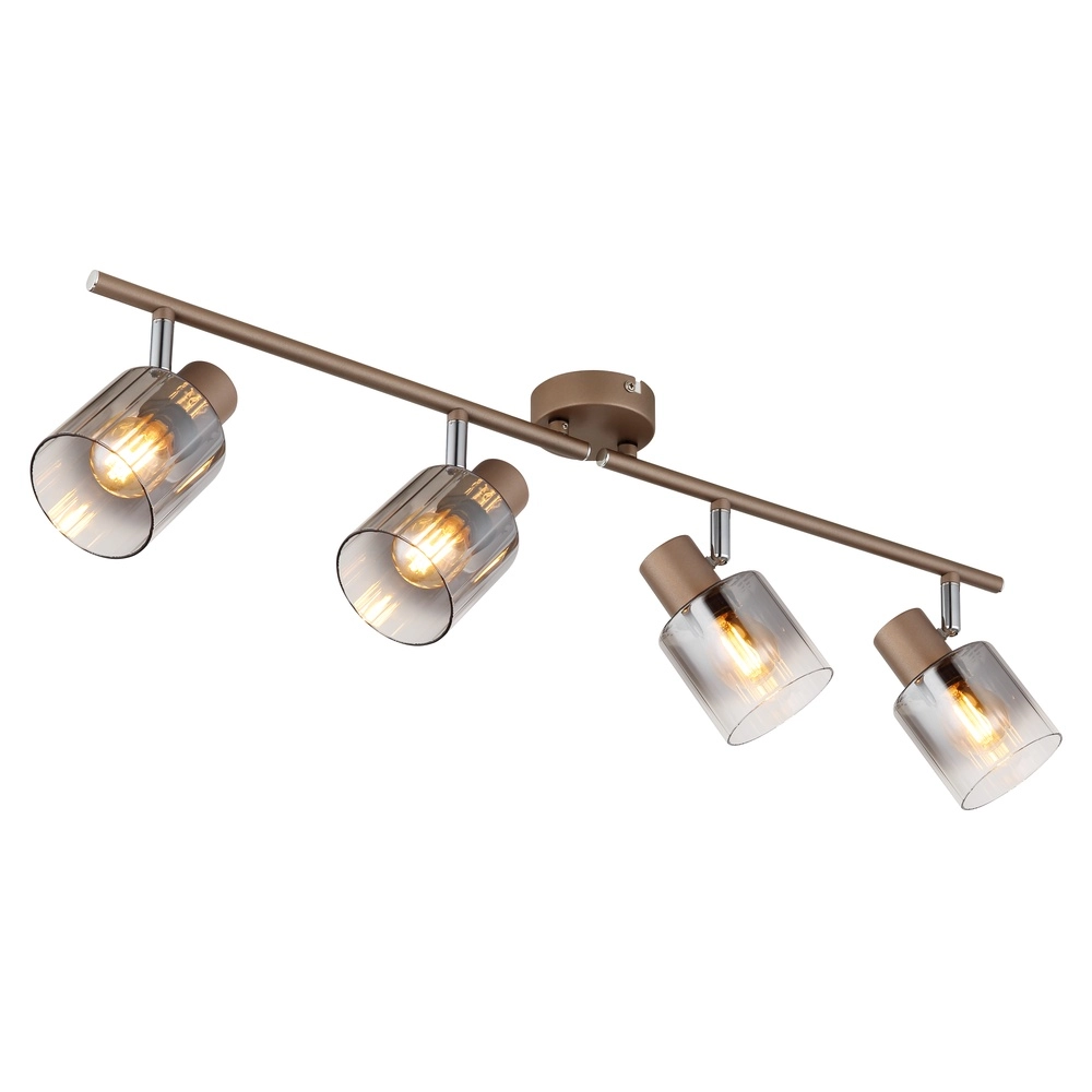 Plafondlamp Walton 4-lichts koffie bruin