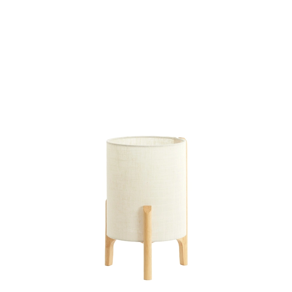 Schemerlamp Litto Ø 22cm - houtlook met naturel linnen