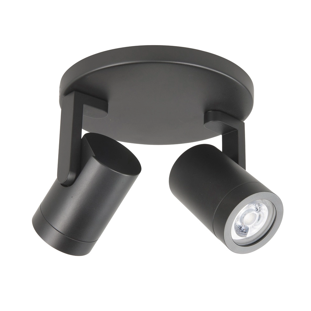 Opbouwspot Halo Spot zwart 2-lichts rond