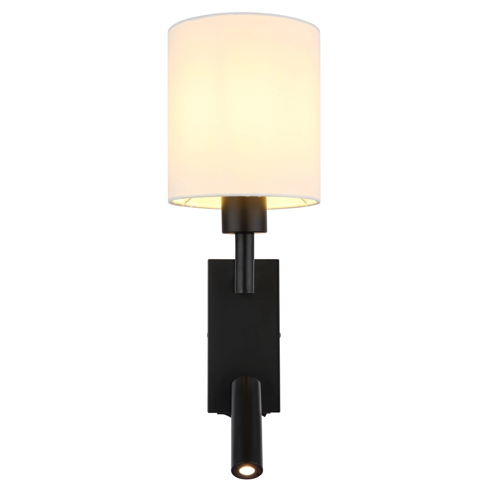Bedlampje Zamora zwart met witte kap Globo 9007371569892