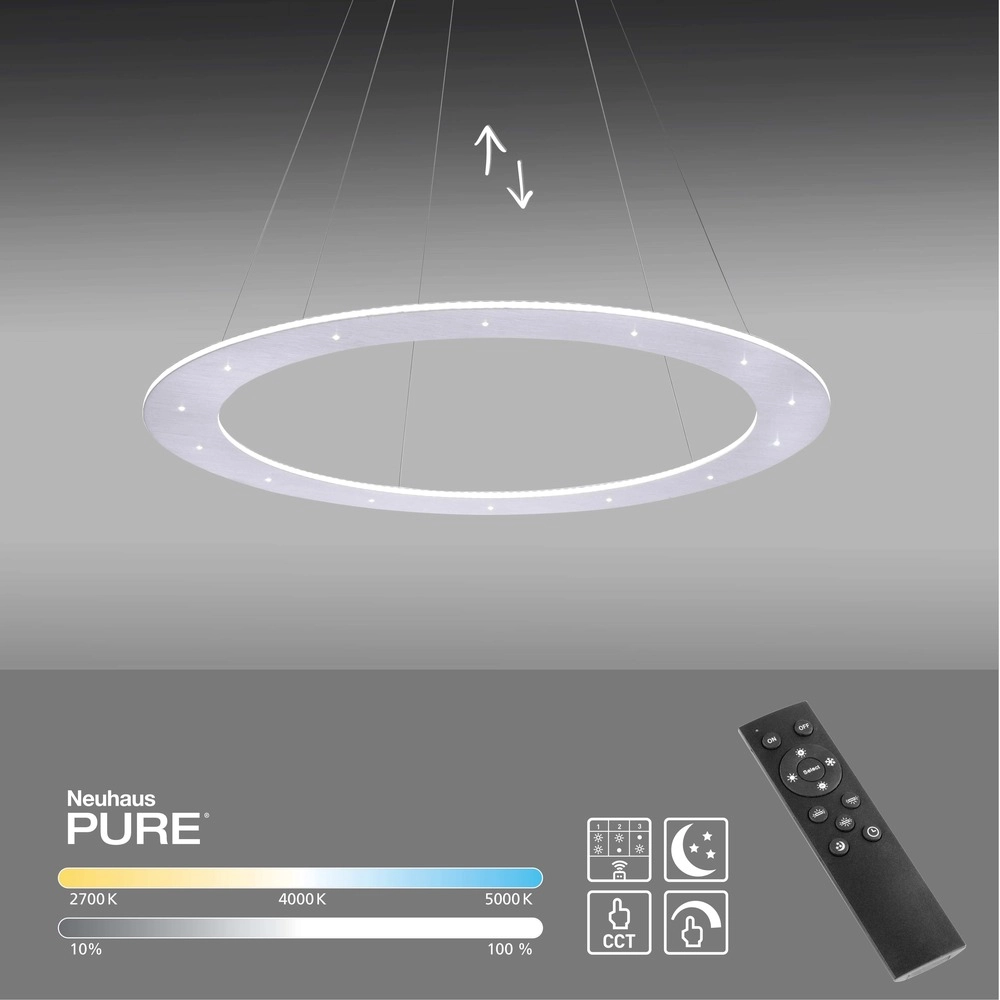 Led hanglamp Pure Cosmo geborsteld metaal - Ø 75cm Paul Neuhaus 4012248350751