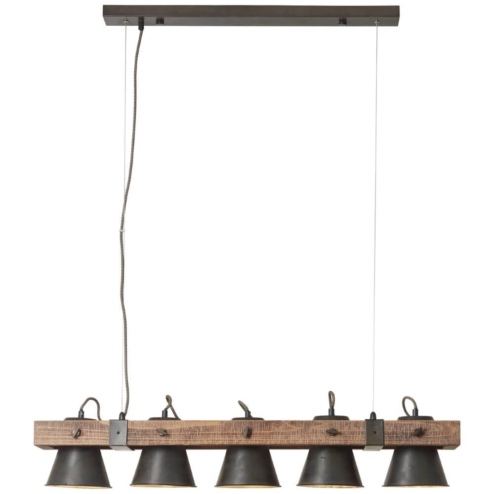 5-lichts hanglamp Decca zwart met bruin