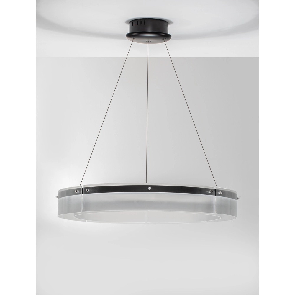 Design hanglamp Pauline zwart met glas Ø 85cm Lyora 5212017445391