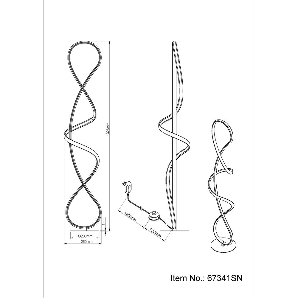 Nikkel vloerlamp Swirl modern Globo 9007371509331