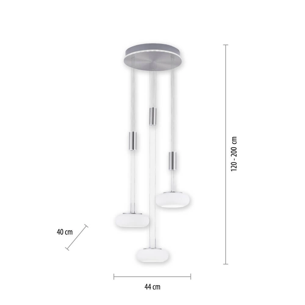 3-lichts hanglamp Q-Etienne metaal rond Paul Neuhaus 4012248350447