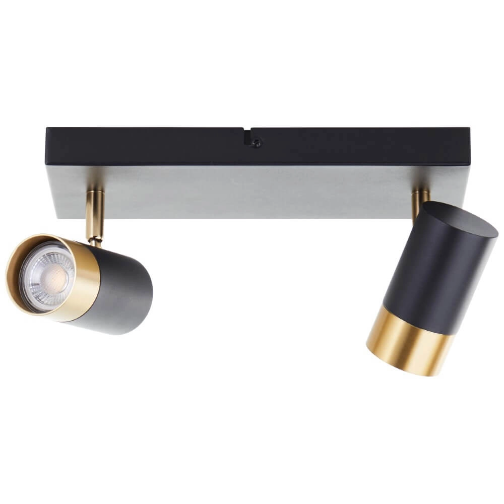 2-lichts opbouwspot Vigolo zwart met goud Brilliant 4004353441325