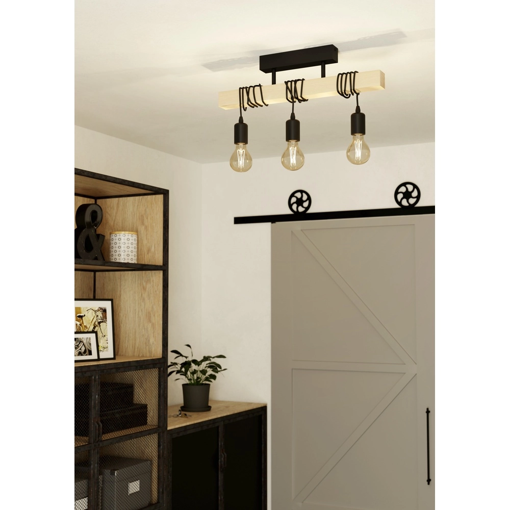 Plafondlamp Townshend houtlook - 3x E27 Eglo 9002759435110