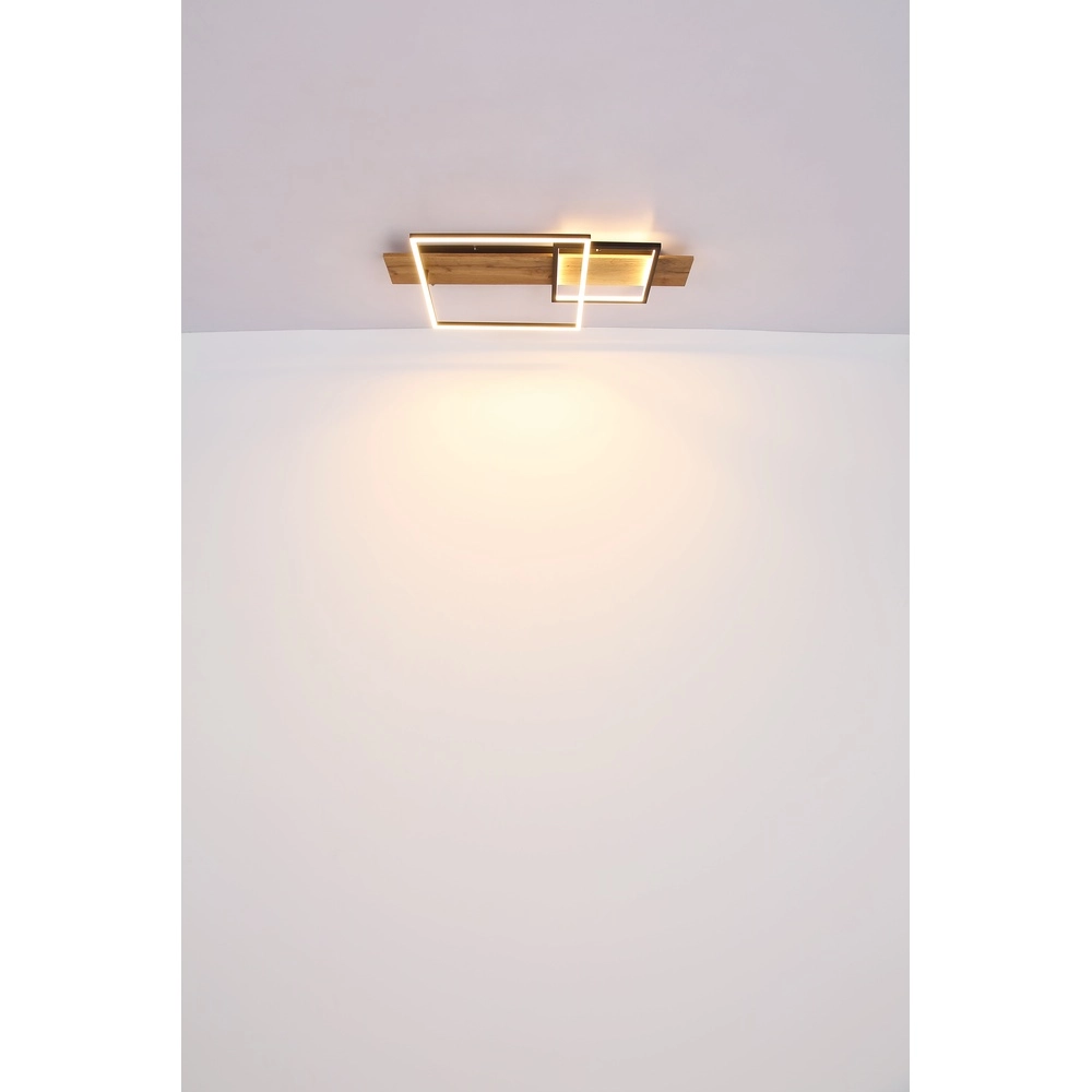 Design plafondlamp Vanni zwart met houtlook 60cm Globo 9007371451081