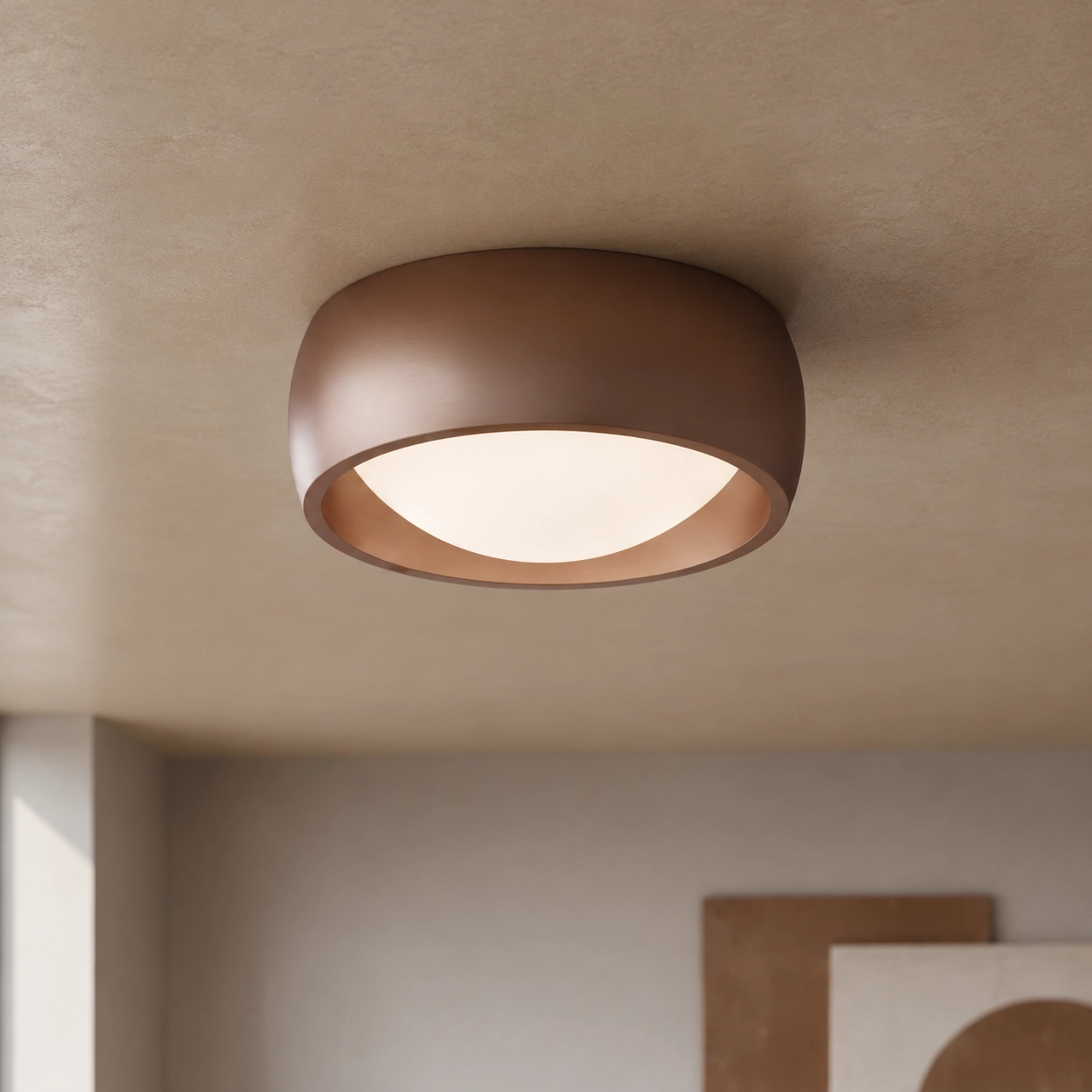 Strakke plafondlamp Montana Ø15cm - Brons geborsteld