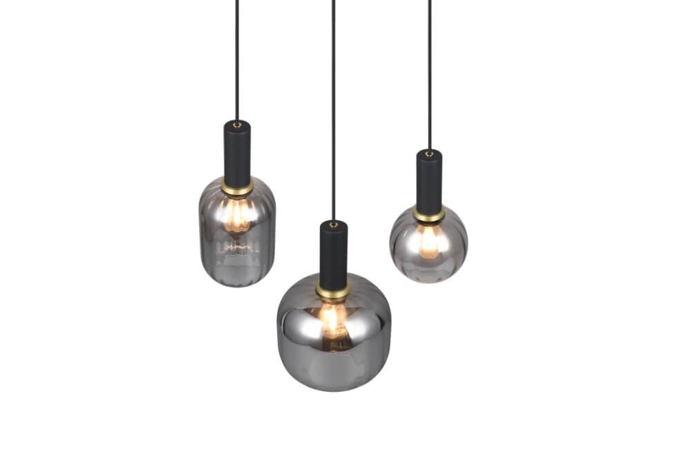 Eetkamer hanglamp Diva 3-lichts - smoke glas Trio 4017807614565