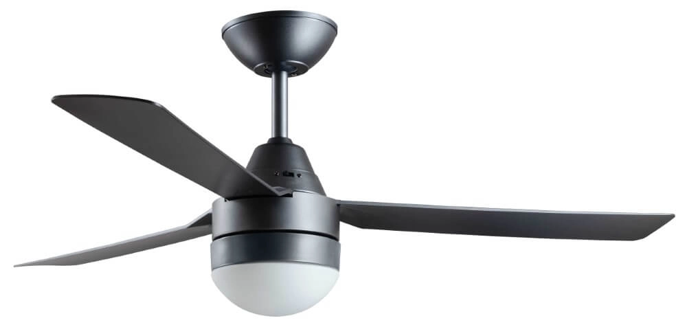 Zwarte ventilator met lamp Megara Ø 122cm IP55