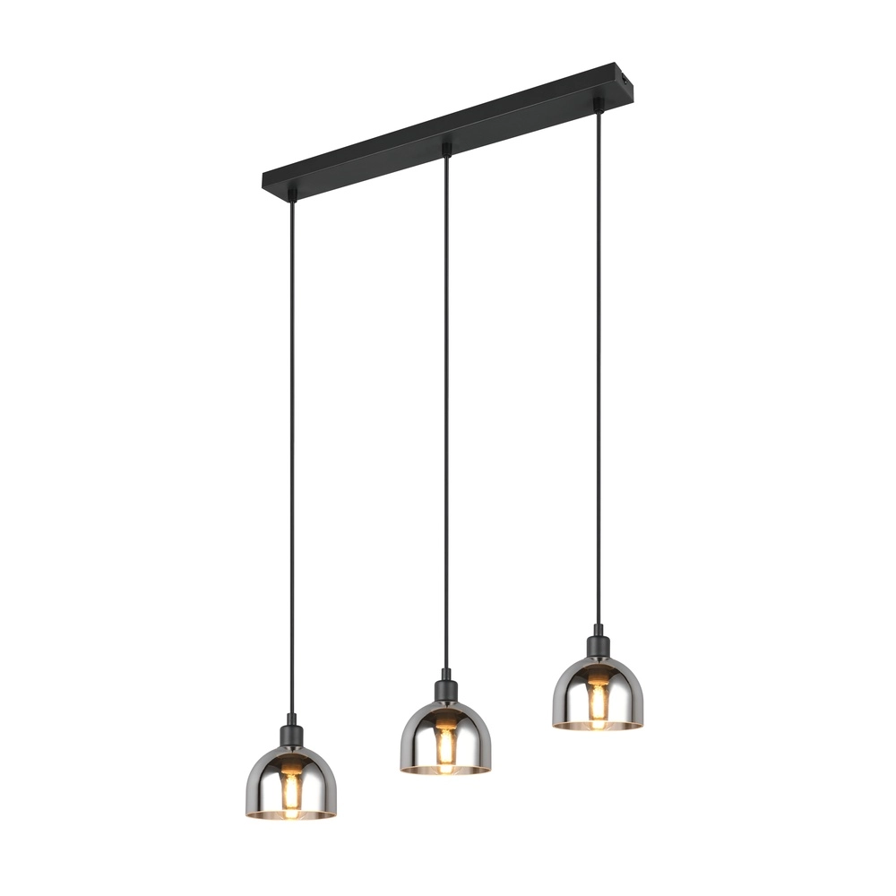 Zwarte hanglamp Molly 3-lichts wit glas