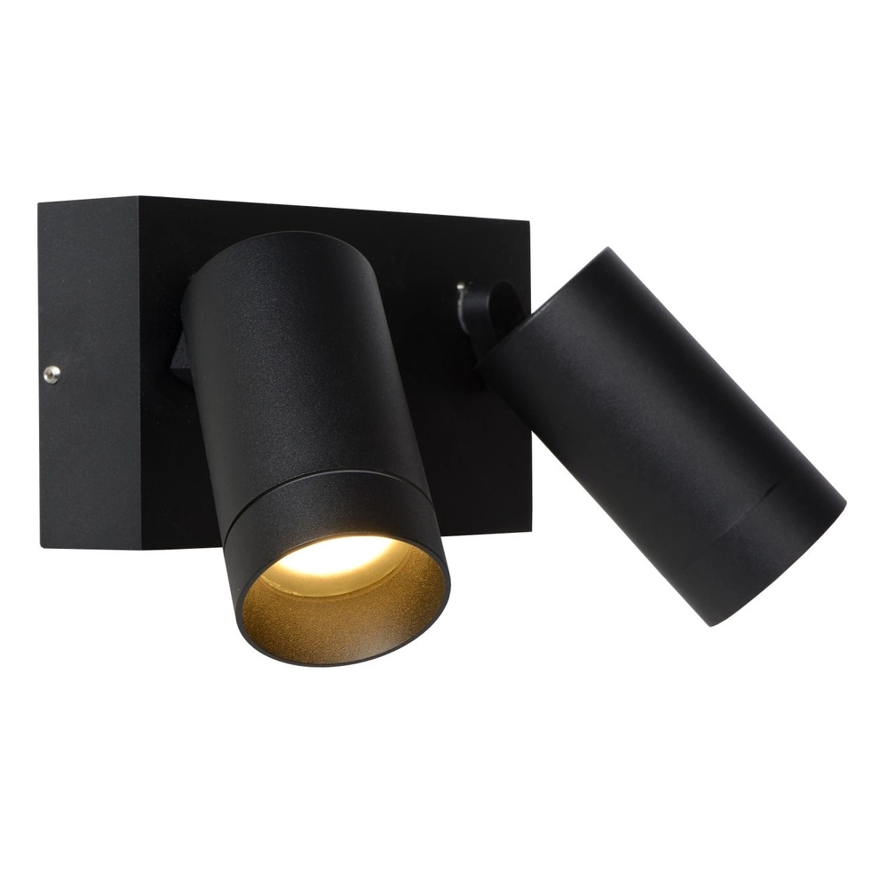 Wandspot Taylor IP54 dubbel met sensor zwart Lucide 5411212092717