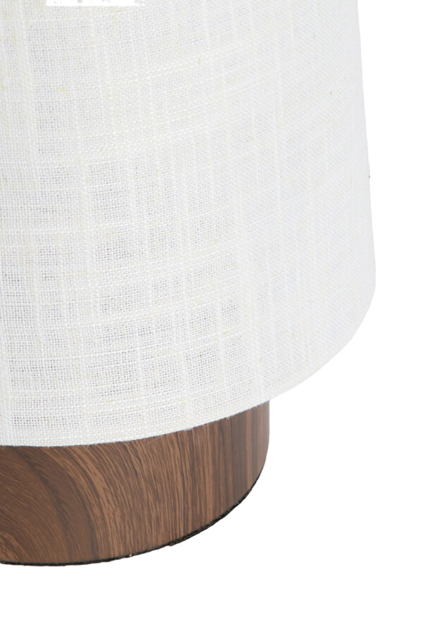 Tafellamp wit Howie met donker hout Ø 19cm Light & Living 8717807759414