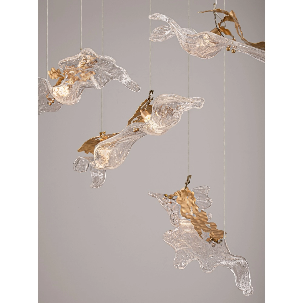 Gouden hanglamp Avesa met helder glas 128cm Lyora 5212063500426