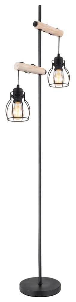 Staande vloerlamp Mina zwart met hout