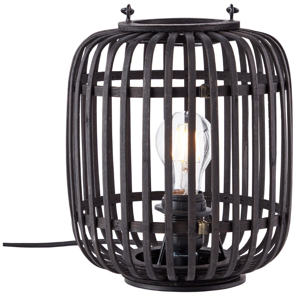 Tafellamp Woodrow zwart hout Brilliant 4004353380884