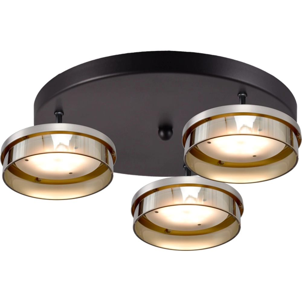 Plafondlamp Imperia 3-lichts zwart met nikkel