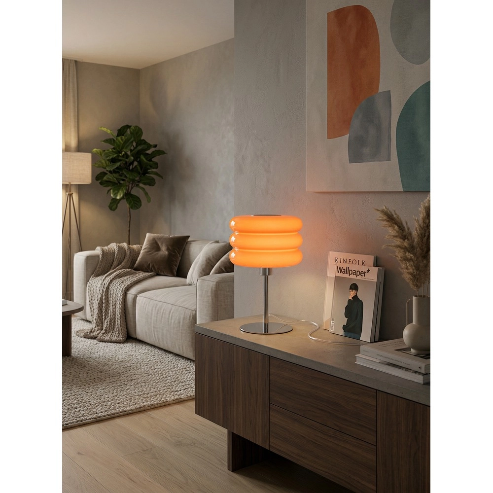 Design tafellamp Tortora chroom met oranje Ø 20cm Eglo 9008606405602