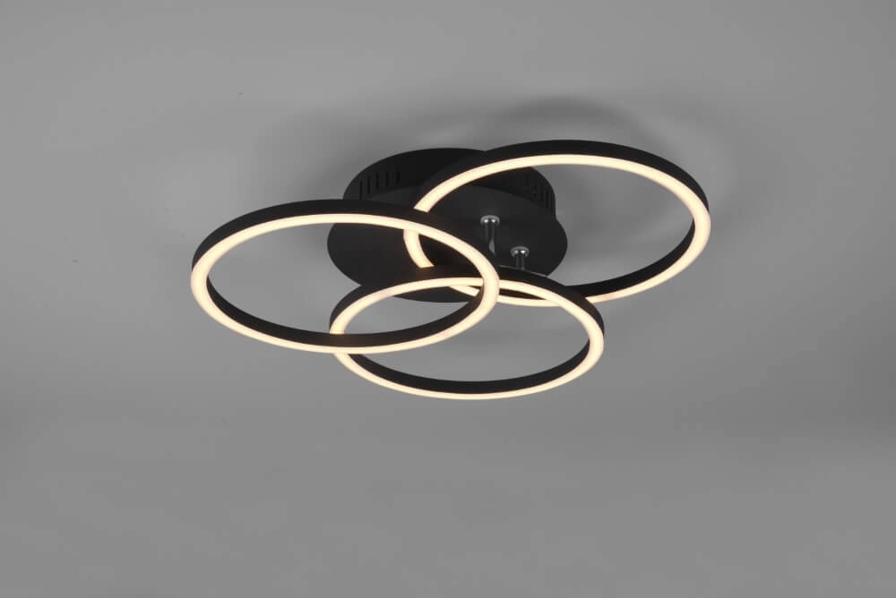 Plafonnière Circle 3-rings zwart Trio 4017807500615